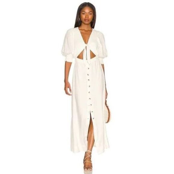 Free People String Of Hearts Maxi Dress Smocked size L - Picture 1 of 7